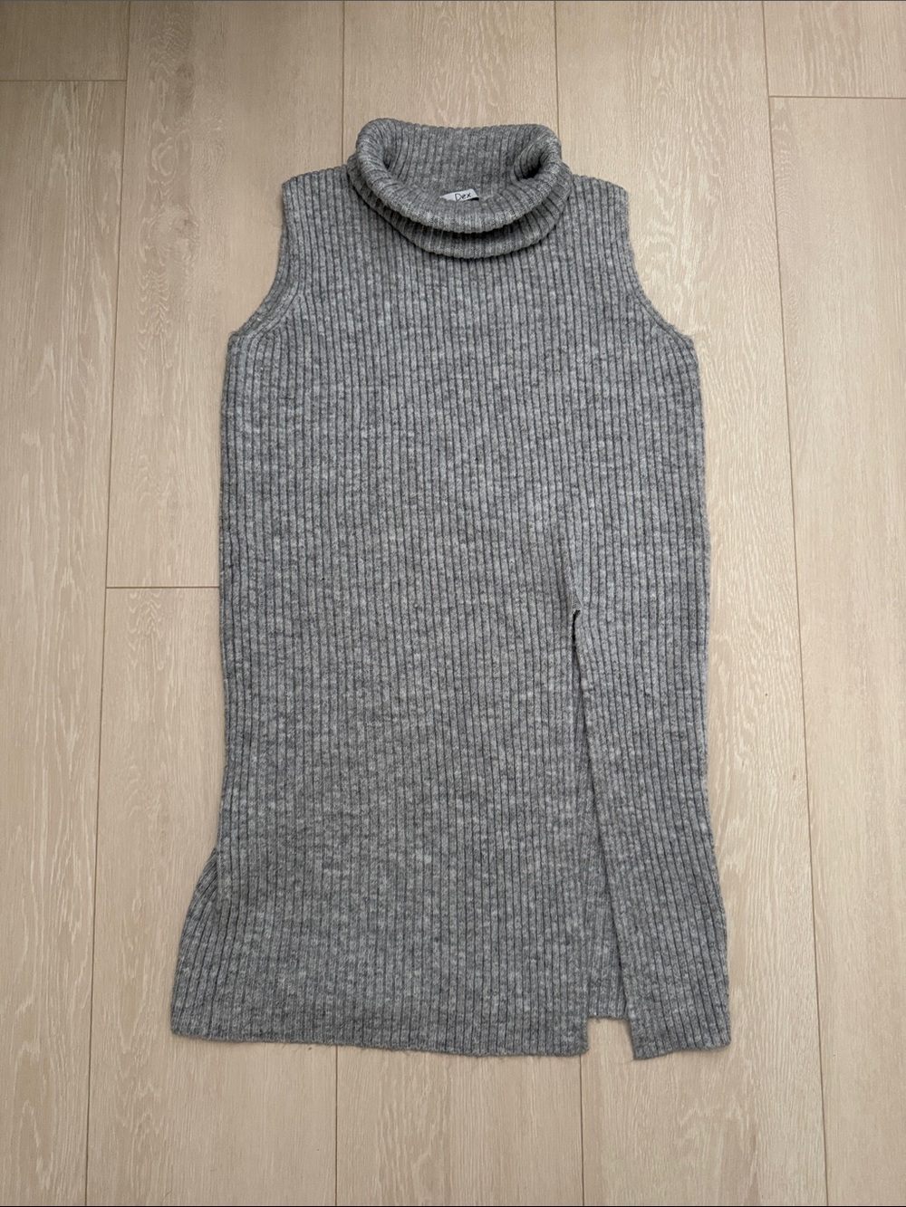 Dex Gray Sleeveless Ribbed Turtleneck Tunic Dress